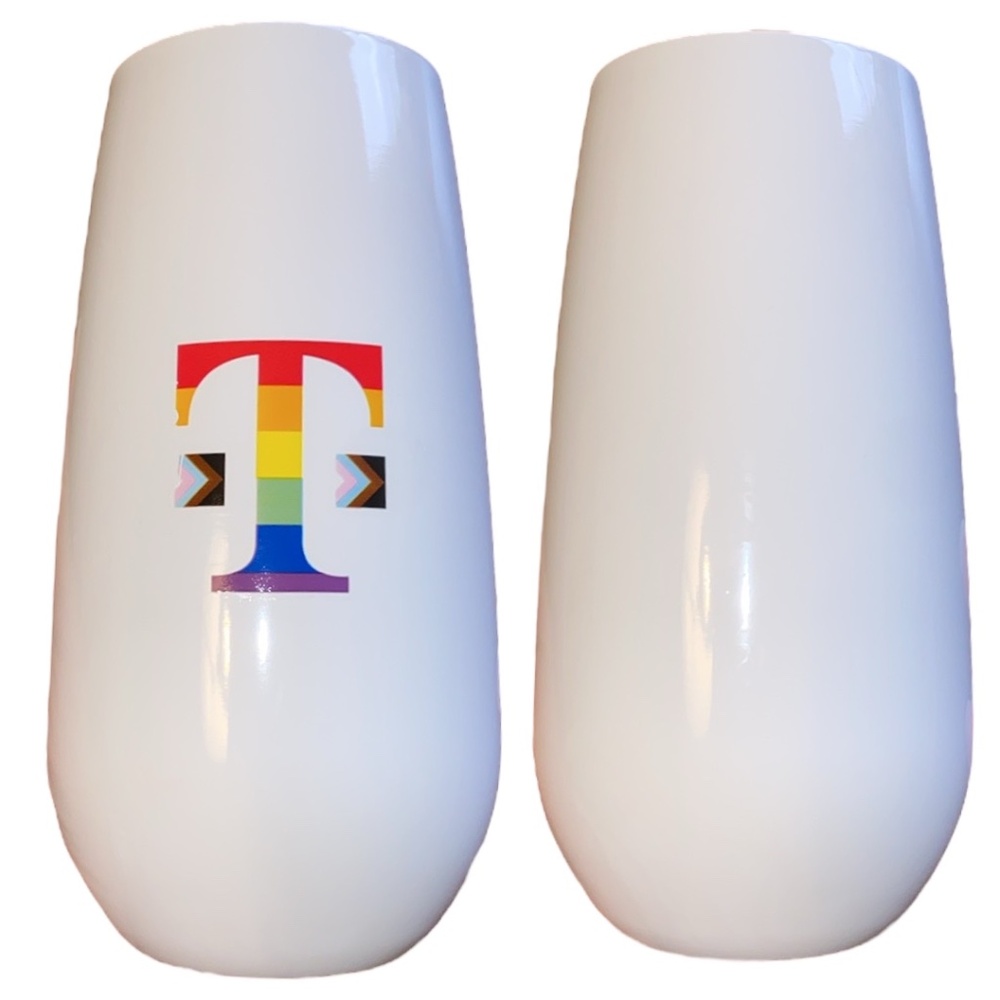🌈 T-Mobile Pride Rainbow T Small White Tumbler BPA Free -Like New 🌈